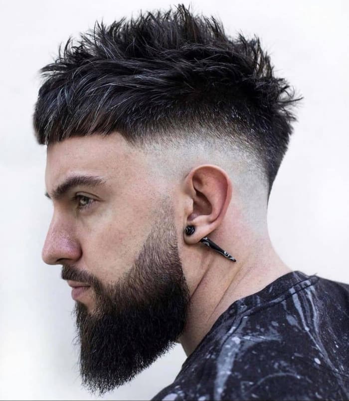 Short Textured Hair + Taper Fade + Full Beard