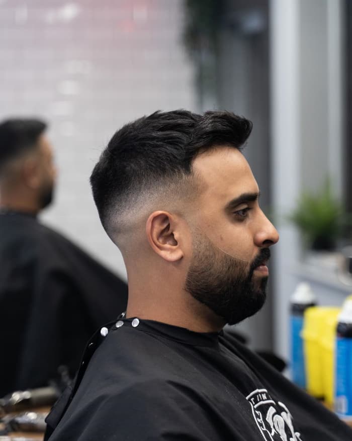 Mid Skin Fade + Quiff + Beard