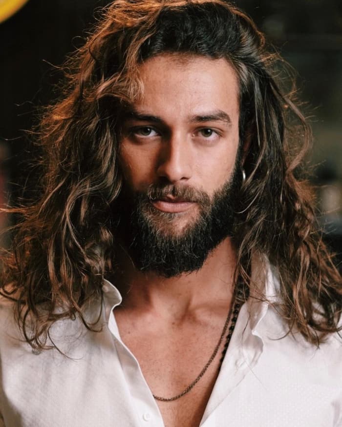 Long Textured Hair + Short Full Beard