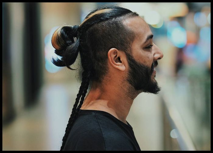 Short Ponytail with Beard