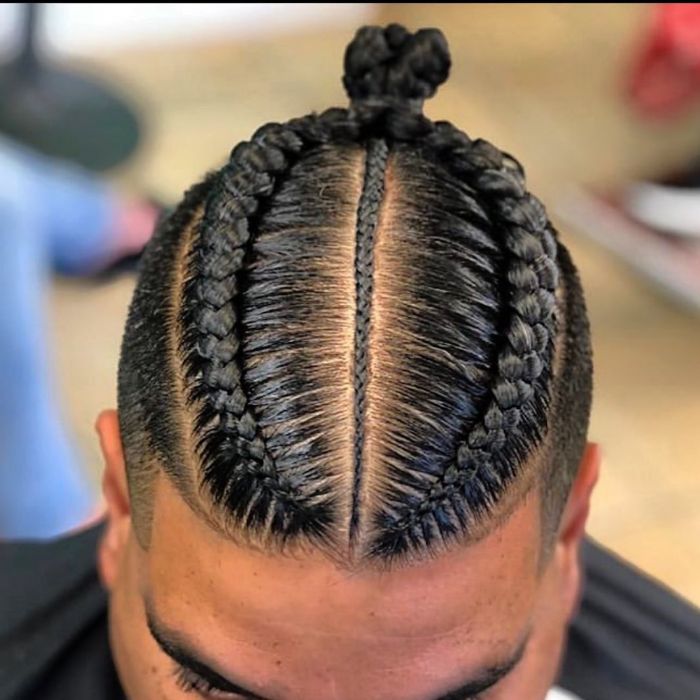 Two Braid Man Bun