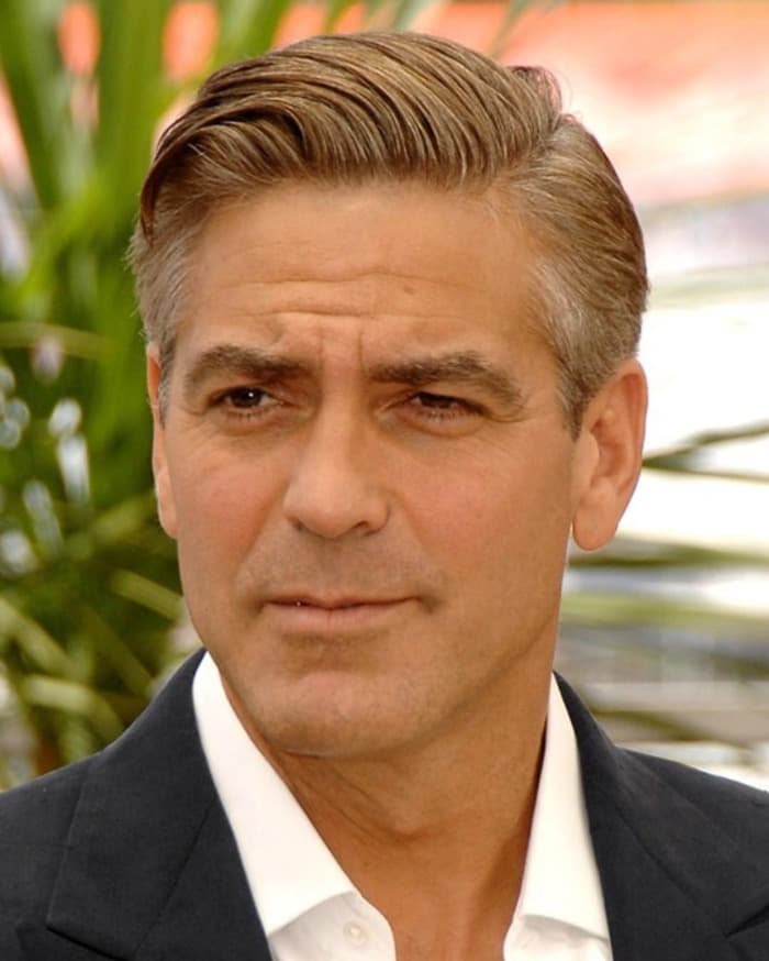 Sharp Side Part with Comb Over George Clooney Haircut