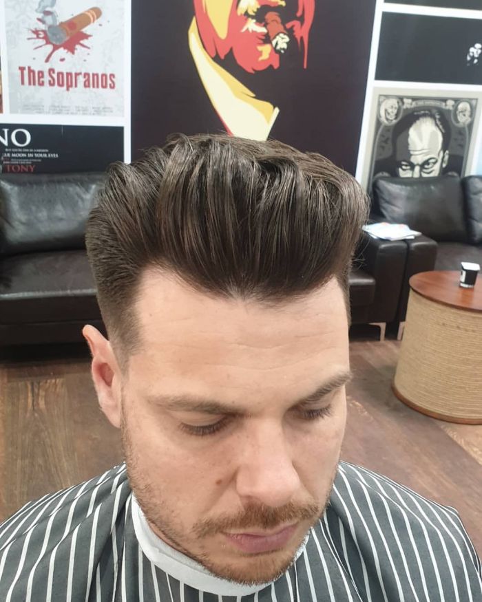 Silky Pompadour with Faded Sides