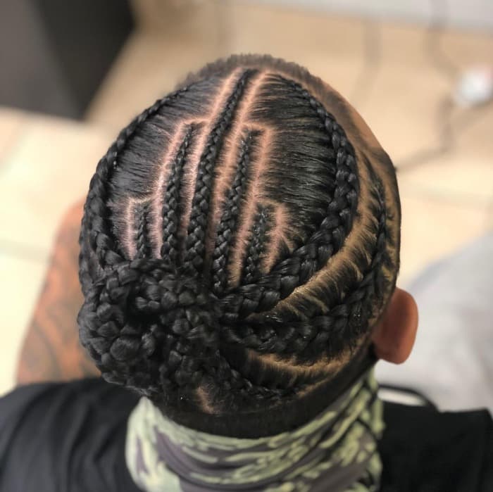 Huge Side Braids with Center Designs