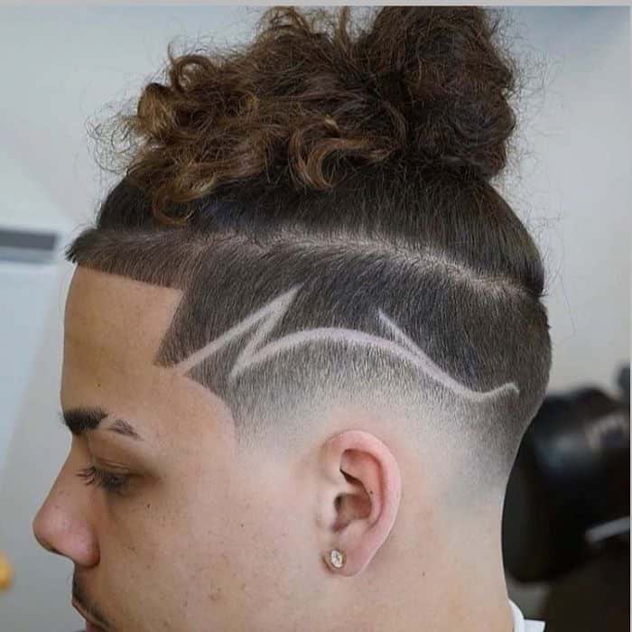 Man Bun Hairstyle with Design