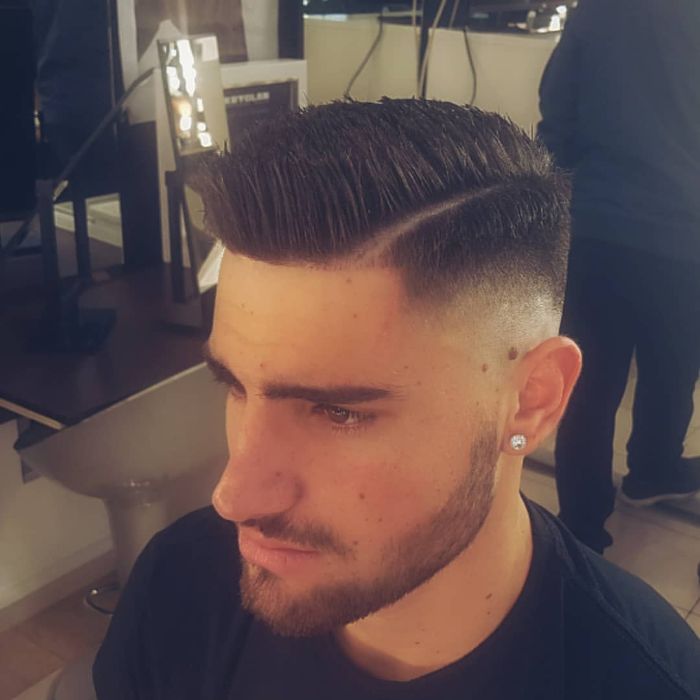 Pompadour with Hard Part