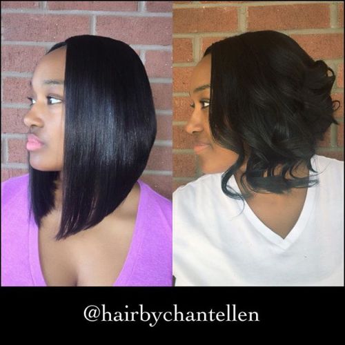 Trendy short black curly bob hairstyle for African American women