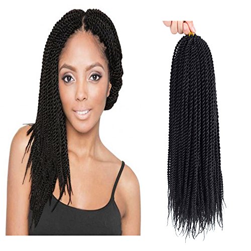 Befunny 8Packs 14 inch Senegalese Twist Crochet Hair Short Crochet Braids Small Pre Looped Mini Havana Mambo Ez Twist Black Crochet Braiding Hair,20strands/pack(14", 1B#)