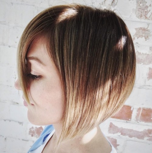 cute short brunette to blonde ombre graduated bob haircut