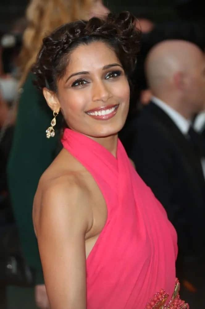 The beautiful Indian actress opt for a halo braid that complements her smoky eyes for the 66th Cannes Film Festival - Opening ceremony and Great Gatsby premiere held on May 15, 2013.