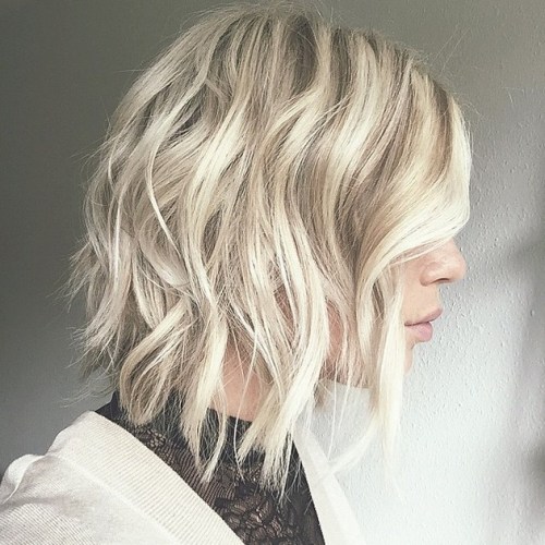 medium wavy bob hairstyle 