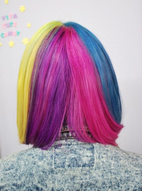 Back View of Short Rainbow Hairstyle