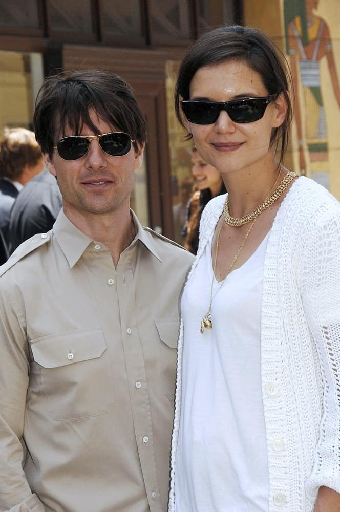 Tom Cruise and wife Katie Holmes were at the induction ceremony for Star on the Hollywood Walk of Fame Ceremony for Cameron Diaz back in June 22, 2009. Cruise wore sunglasses that went well with his long tousled bangs.