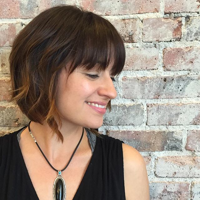 short bob hairstyle with bangs for women