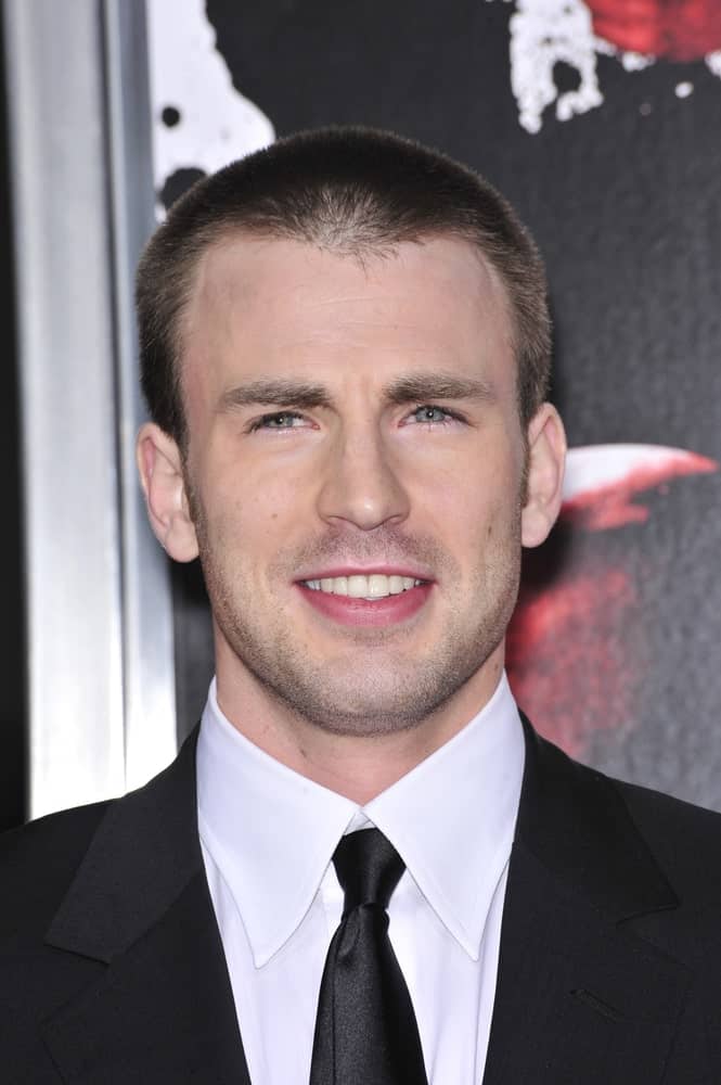 Chris Evans had a carefree short crew cut hairstyle to go with his dapper black suit at the Los Angeles premiere of his new movie "Street Kings" at Grauman's Chinese Theatre in Hollywood on April 3, 2008.