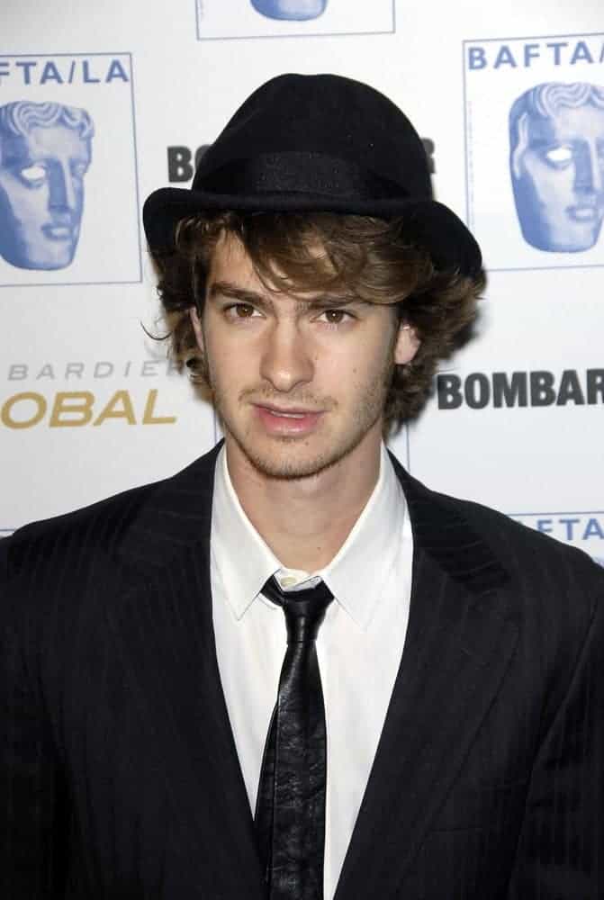 Andrew Garfield looked stylish with a short wavy hairstyle during the 17th Annual BAFTA/LA Brittania Awards at Hyatt Regency Century Plaza Hotel & Spa, Los Angeles, CA on November 06, 2008.