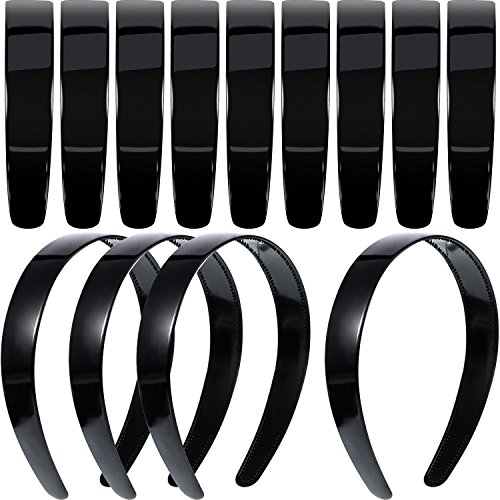 Hestya 1 Inch Black Plain Craft Plastic Headbands with Teeth Plastic DIY Hair Accessories Headbands Headwear (20 Pack)