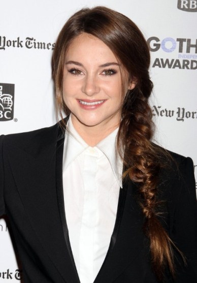 Long Sleek Hairstyle with Side Braid from Shailene Woodley