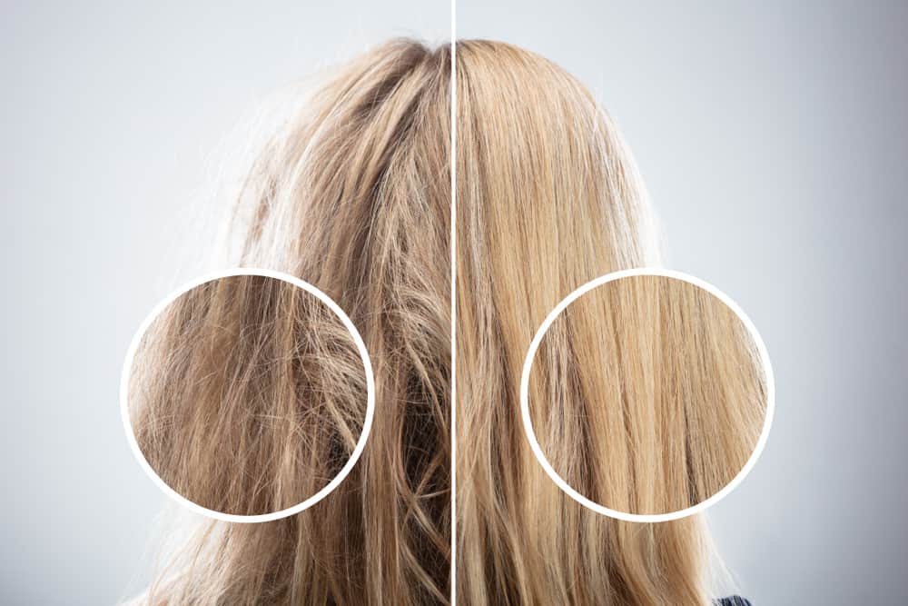 Hair damage comparison photo