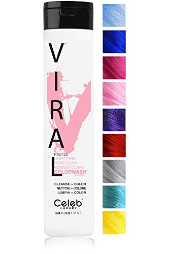 Celeb Luxury Viral Colorwash: Pastel Light Pink Color Depositing Shampoo, 10 Vivid and Pastel Colors, stops Fade, 1 Quick Wash, Cleanse + Color, Sulfate-Free, Cruelty-Free, 100% Vegan