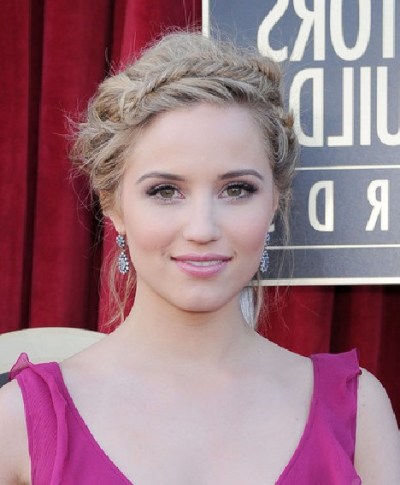 Dianna Agron Fishbone Braided Updo