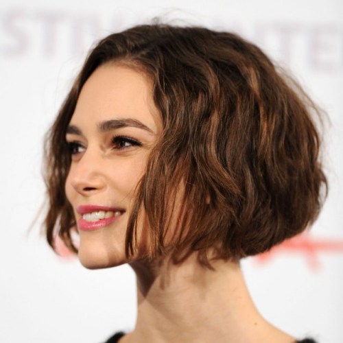 Cute tousled curly bob hairstyle for thin hair