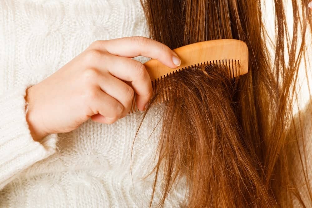 A woman with dry hair 