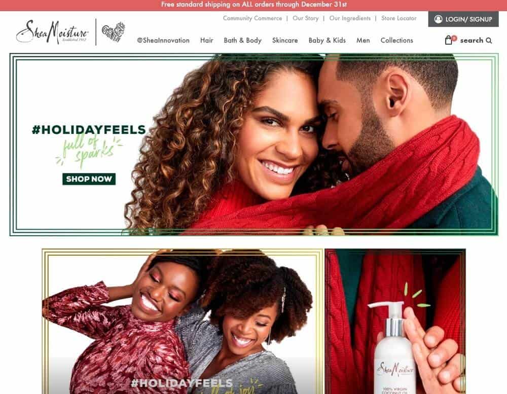 Shea Moisture homepage screenshot.