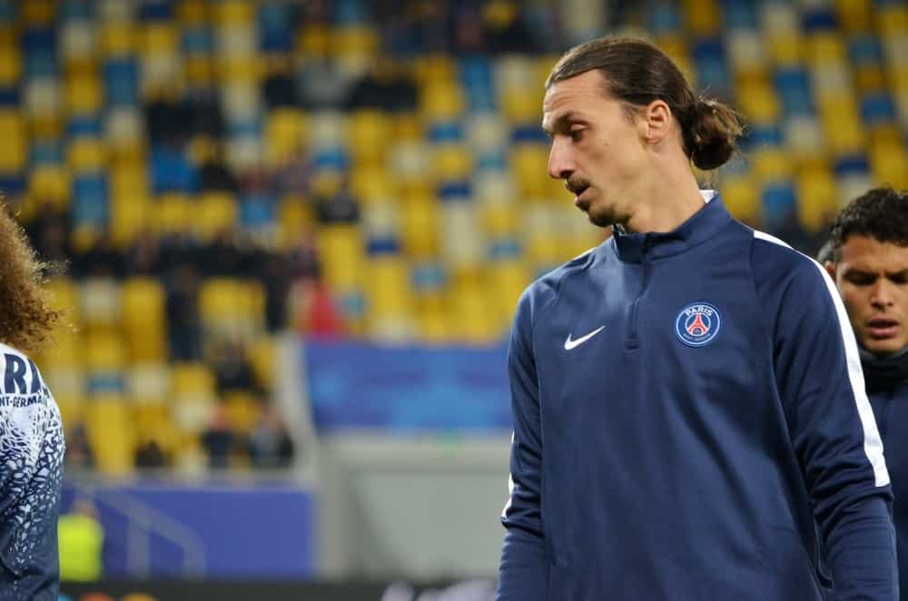  Zlatan Ibrahimovic in action before the UEFA Champions League match between Shakhtar vs PSG, 30 September 2015, Arena Lviv, Lviv, Ukraine.