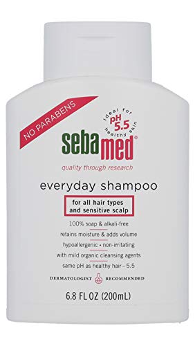 Sebamed Everyday Shampoo for All Hair Types and Sensitive Scalp Hypoallergenic Dermatologist Recommended pH 5.5 Soap and Alkali Free 6.8 Fluid Ounces (200 Milliliters)