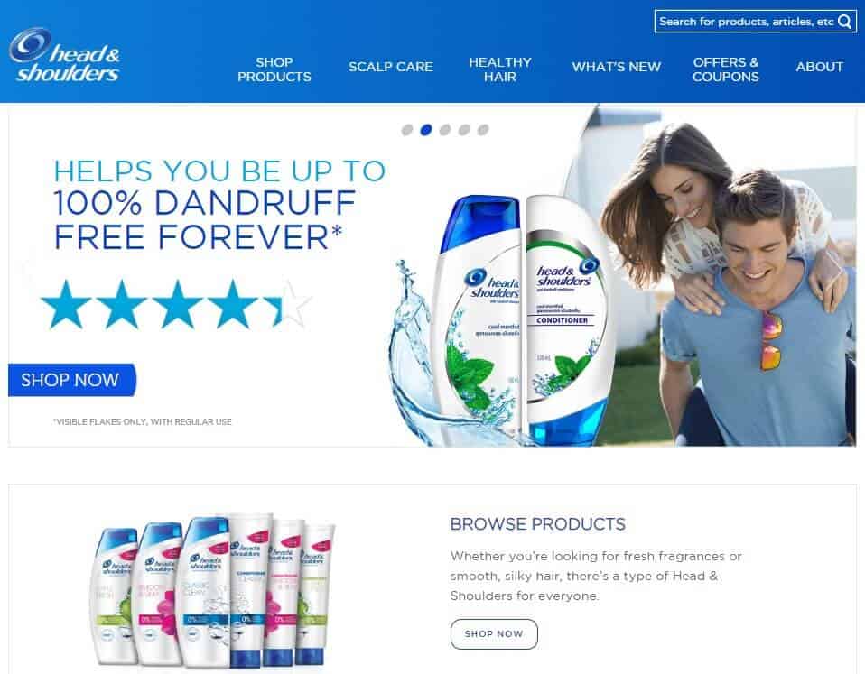 Head & Shoulders homepage screenshot.