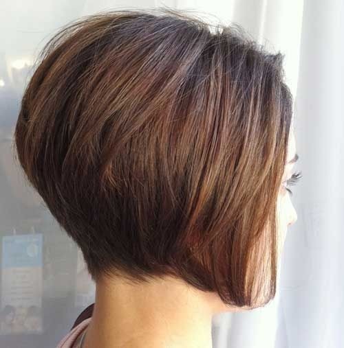 Side view of stacked bob haircut