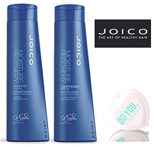 Joico Moisture Recovery Shampoo & Conditioner for dry hair DUO Set (with Sleek Compact Mirror) (10.1 oz / 300ml DUO Kit)