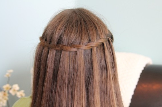 Sleek Waterfall Braid for Long Straight Hair