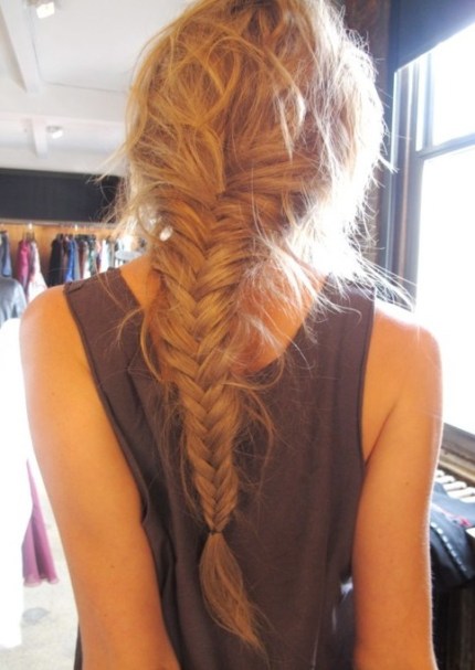 Back View of Fishtail Braid Hairstyle