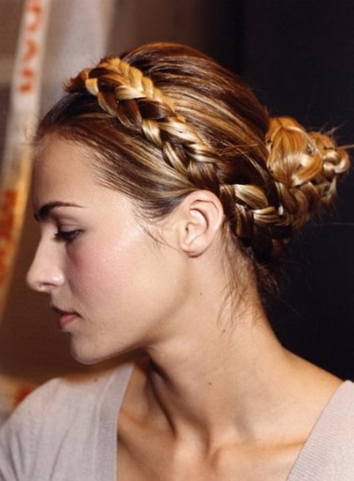 Side View of Milkmaid Braids