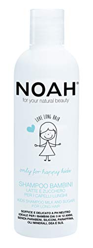 NOAH Kids Detangling Shampoo with Milk Protein & Sugar for Long, Smooth Hair Kids - Organic, Sulfate, Eco Friendly, Non Toxic, Cruelty Free Shampoo - Sensitive, Hydrating, Gentle Shampoo, 8.5 fl.oz