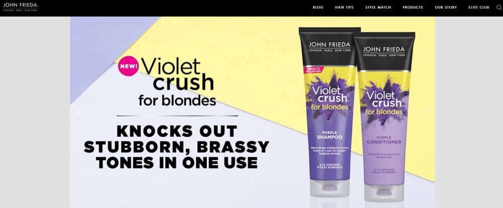 John Frieda homepage screenshot.