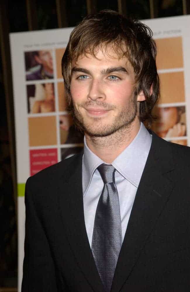 Ian Somerhalder grew his beard and sported a brunette look during the Los Angeles premiere of his movie "The Rules of Attraction" in 2002.