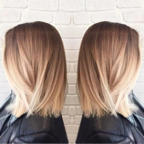 long bob cut STRAIGHT BOB + BLONDE BALAYAGE