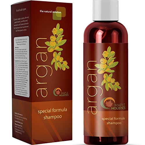 Argan Oil Shampoo, Sulfate Free, 8 oz. - With Argan, Jojoba, Avocado, Almond, Peach Kernel, Camellia Seed, and Keratin - 100% Safe for Color Treated Hair - For Men, Women, and Teens - All Hair Types - Most Beneficial Haircare Product Available