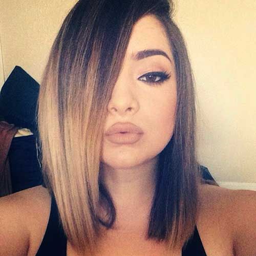 ombre long bob lob hairstyle for medium straight hair