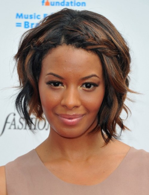 Vanessa Simmons Short Bob Haircut with braid for black women