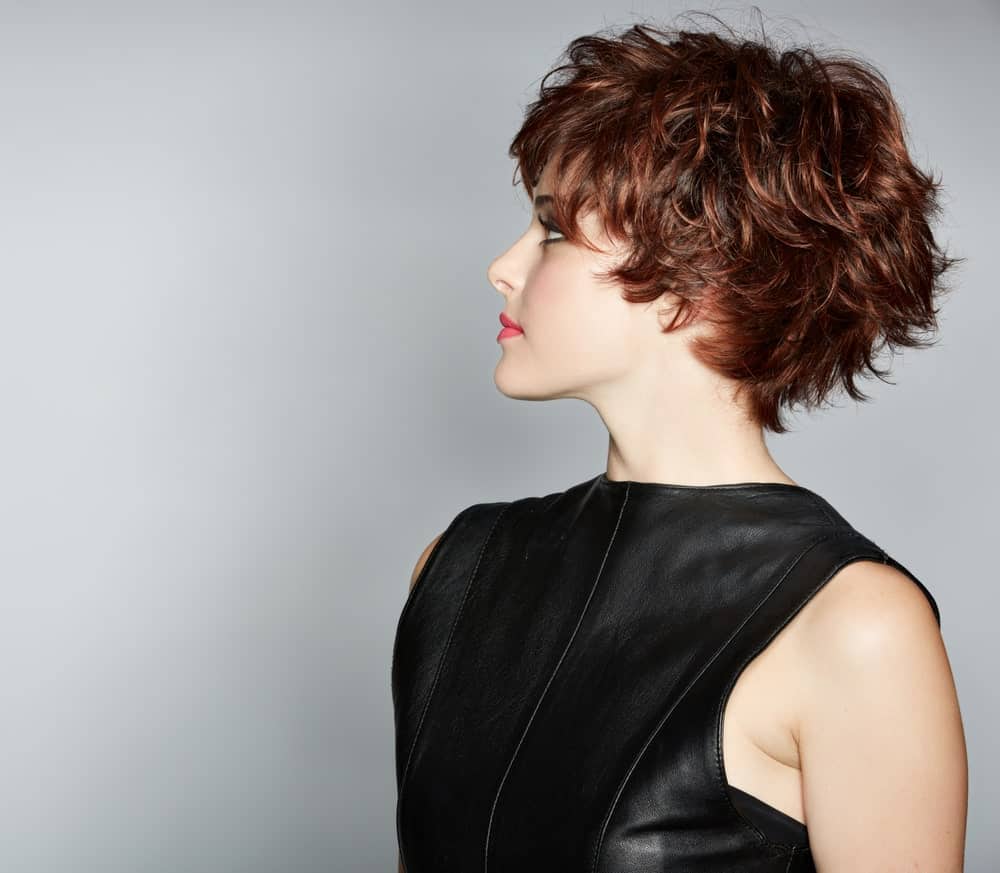 Woman with Reddish-Brown Pixie Haircut