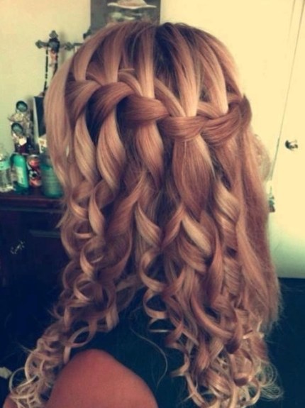 Waterfall Braid for Long Curly Hair