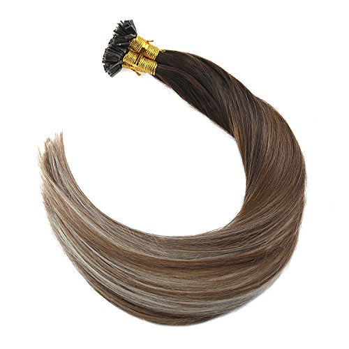 Flat tip cold fusion hair balayage human hair extensions.