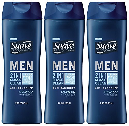 Suave Men 2-in-1 Anti-Dandruff Shampoo and Conditioner, Classic Clean, 12.6 Ounce (Pack of 3)