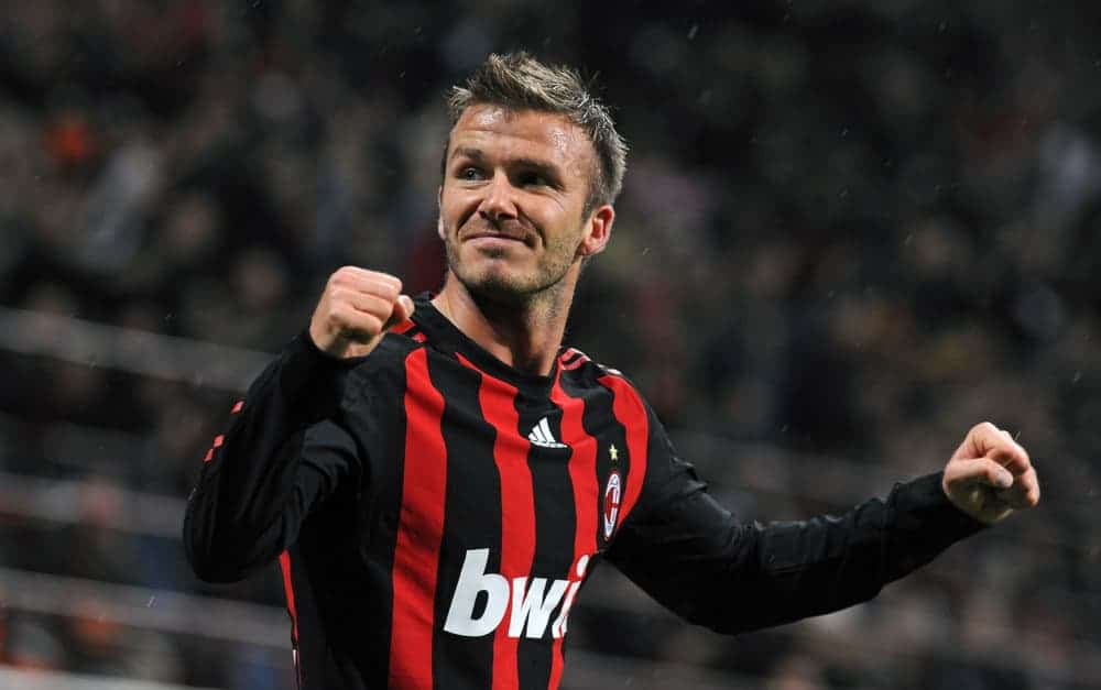 David Beckham had darker short simple haircut during the Italian Serie A soccer match AC Milan vs Palermo, at San Siro stadium, in Milan on April 26, 2009.