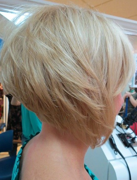 Side View of Graduated Bob - Cute Layered Platinum Blonde Short Haircut