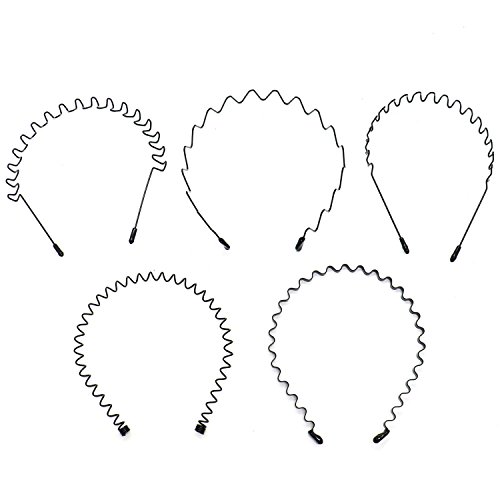 Buorsa 5 in 1 Five PCS Spring Wave Metal Hair Band Girl Men's Hoop Head Band Accessory